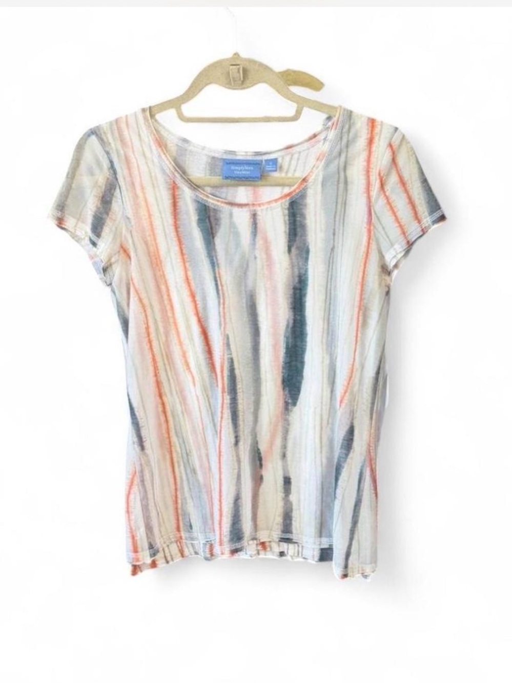 Simply Vera by Vera Wang white, orange, and blue layered blouse Sz S